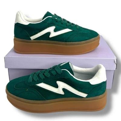 NEW Madden Girl Green Platform Sneakers Size 7.5 Emerald Chunky Skater Trainers - Image 1 of 4