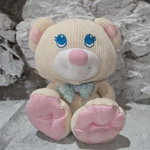 Vintage Fisher Price Thermo Waffelmuster Cozies weiß rosa Bär Plüsch Lovey - Bild 1 von 4