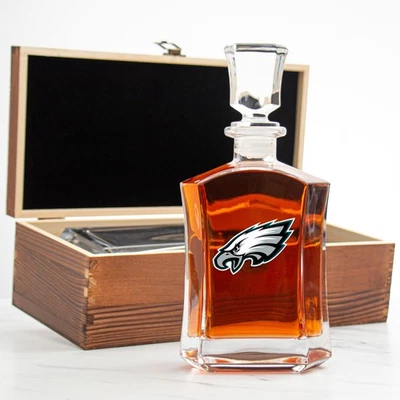 Philadelphia Eagles – Full Color Team Logo Capital Decanter in Rustic Wood Box - Image 1 of 4