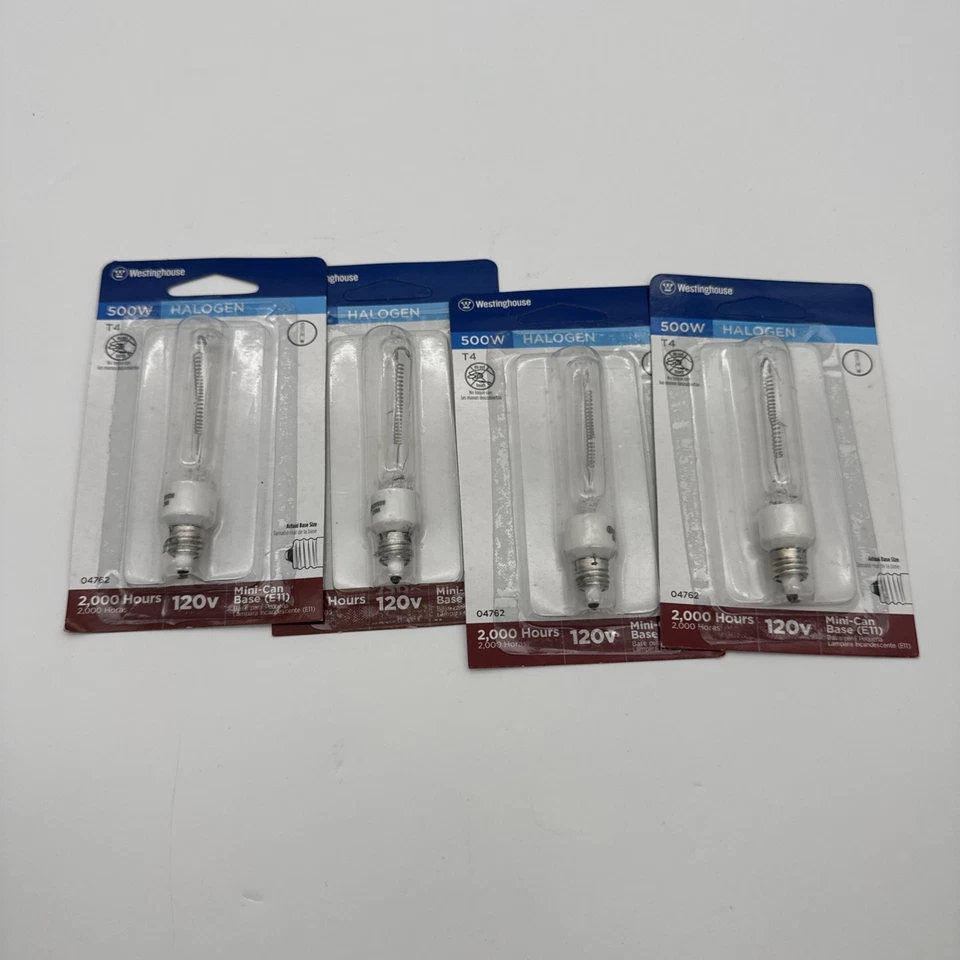 Westinghouse 04762, 500W T4, E11 Mini-Can Base Clear 2000Hr 9000LM 120V 4 Pack - Image 1 of 4