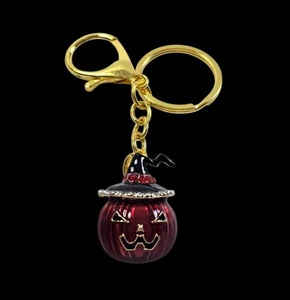Betsey Johnson dunkelorange Halloween Kürbis Tasche Swag Schlüsselanhänger Clip Anhänger - Bild 1 von 3