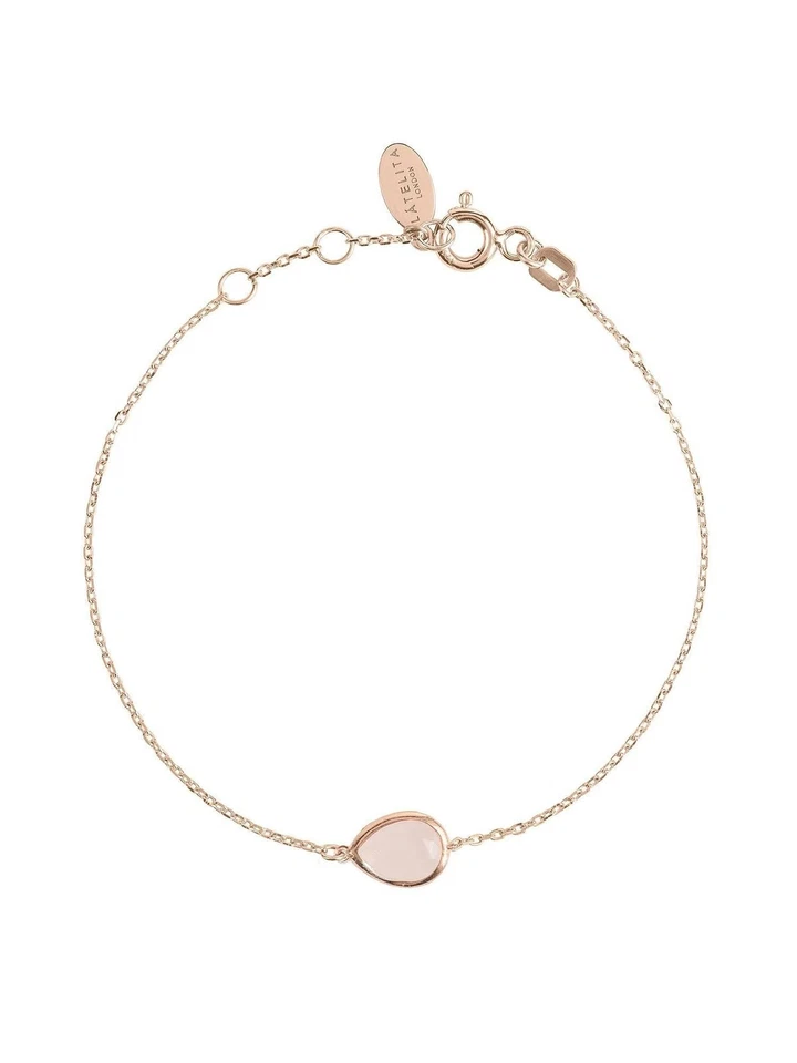 LATELITA Bracciale Oro Rosa Quarzo Rosa Piccolo Mini Damigella Regalo Argento - Immagine 1 di 4