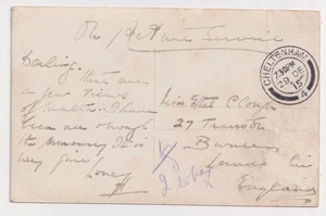 Unusual Malta On Active Service 'To Pay' card Cheltenham to Burnley Lancs 1915 - Picture 1 of 3