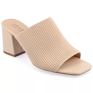 Journee Collection Womens Medium and Wide Width Lorenna Open Square Toe Block - Picture 1 of 4