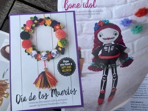 2 Halloween Themed Crochet Patterns Bone Idol Mexican Doll & Wreath Skulls - Picture 1 of 3