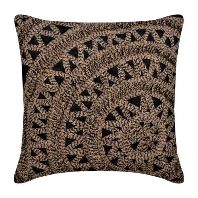 Square Sofa Pillow Cover Black 16"x16", Couch Decor Silk Fabric - Jute Rebel Foto 1 de 3