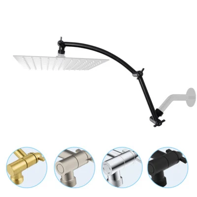 All Metal 16'' Shower Head Extension Arm Solid Brass Angle Adjustable Shower Arm - Image 1 of 4