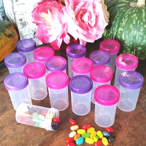 10 Pill Bottles Jars Pink Purple Lid Cap Birthday Party 4314 DecoJars USA Snacks - Picture 1 of 4