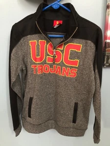 USC Trojans Women's New Gray/Black Serena Quarter Zip Sweatshirt Sz M - Picture 1 of 5