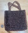 GAP Beaded Translucent Plum Lined Magnetic Purse Handbag Small 6 x 6 inches