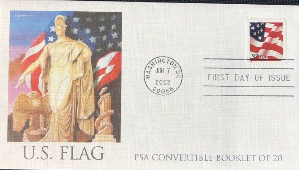 FLAG BALD EAGLE LADY LIBERTY PATRIOTIC FLAG CONV BKLT 20 2002 FLEETWOOD CACH FDC - Image 1 of 1
