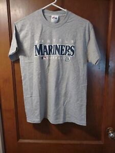 Vtg Majestic Youth Seattle Mariners Logo T-Shirt Gray boys large 10/12 USA Y2K