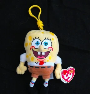 TY Beanie Babies SpongeBob SquarePants Plush With Plastic Backpack Clip 2014 5" - Picture 1 of 3