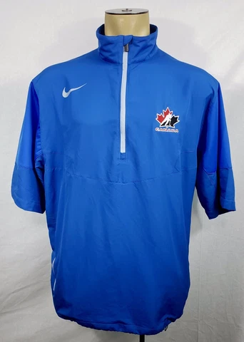 NWOT Nike Golf Team Canada Hockey blue 1/4 zip pullover windbreaker jacket XL Cover