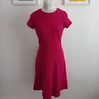 Hobbs Dress Size 10 Cerise Rib Jersey Stretch Fit and flare