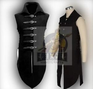 Medieval Tunic Renaissance Cosplay Vest Outerwear Warrior Coats Pirate Costume S