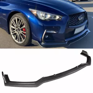 For Infiniti Q50 2018-2024 Sport Carbon fiber Look Bumper Lip Spoiler Splitter - Picture 1 of 9