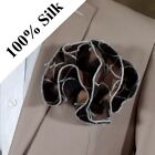 NEW - Men's 100% Silk  - Bronze with Circles Pouf Round Pocket Square