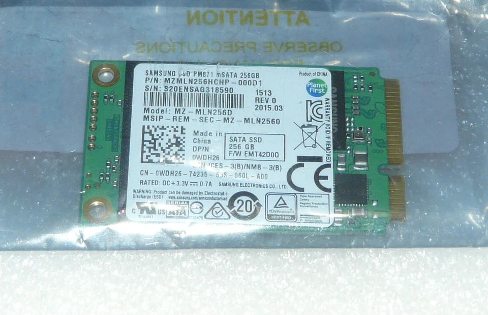 NEW GENUINE ALIENWARE 13 R2 256GB mSATA mini-PCIE SSD 6.0Gb/s WDH26 0WDH26 - Image 1 of 1