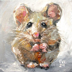 Mouse Original Oil Painting Animal Wall Art Wild life Wall Decor Canvas 6x6 inch - Imagen 1 de 3