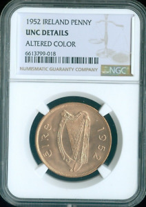 1952 IRELAND PENNY NGC UNC DETAILS QUALITY✔️