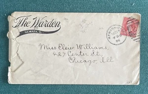 1898 Cover The Warden Newark Ohio “Mail Delay Train Late” - Imagen 1 de 6