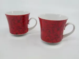2 Pcs Block Bidasoa Demitasse Espresso Cups Espana Flamenco Red Porcelain Spain - Picture 1 of 5