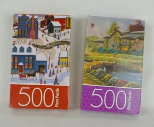 Cardinal Set of 2 Complete 500PC Landscape Puzzles "Dreamscape" & "Winter's Eve" - Picture 1 of 12