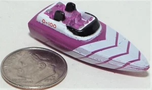 Very Small Micro Machine Plastic Speed Boat in Purple and White - Picture 1 of 3