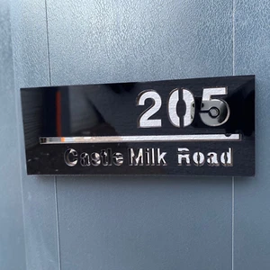 Moderne Hausnummer Türschild Plakette Adresse personalisierte Schilder Spiegel Acryl - Bild 1 von 4