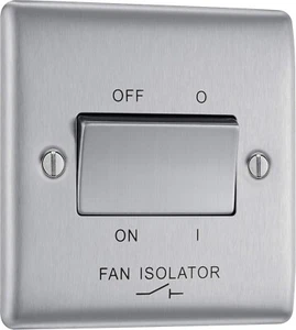 Interruptor aislador ventilador BG Electrical NBS15 3 polos 10 amperios acero cepillado 2 vías - NUEVO - Imagen 1 de 3