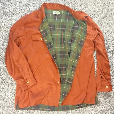 VTG Flannel Lined Orange Chore Shirt Jacket Shacket Men XL - Image 1 of 4