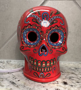 ScentSationals Day Of The Dead Sugar Skull Wax Warmer Full Size Red Dia Muertos