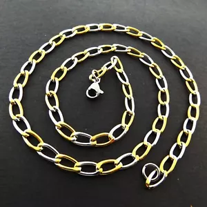 Chain Real 18k Yellow White Gold Filled Solid Ladies Curb Pendant Necklace 45cm - Picture 1 of 4
