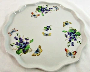 Vintage J LIMOGES France BUTTERFLY  FLORAL Castel Porcelain Tray Platter - Picture 1 of 9