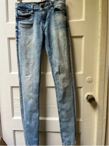 Zhrill low rise light blue distressed wash skinny stretch jeans Size 27, - Picture 1 of 12