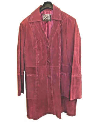 CHI Carlos Falchi Suede Leather Jacket Blazer Purple Plum 1X VTG New BOHO - Image 1 of 4