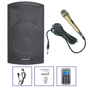 15Inch  PA Powered Speaker  W/ TWS Bluetooth USB + Wired Handheld Cable Microphe - Picture 1 of 24