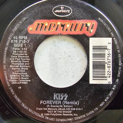 Kiss / Gene Simmons (e) Forever (Remix) - 1989 US Import  7" - Image 1 of 4