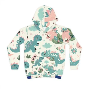 Whimsical Dinosaur Hoodie for Kids, Cute Children's Sweatshirt, Fun Jurassic - Picture 1 of 5