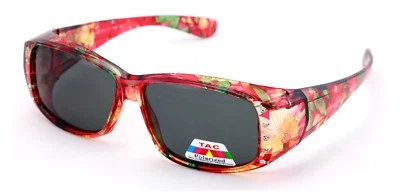 Floral Womens Polarized Fit Over Glasses Sunglasses Rhinestone Transparent 60MM - Image 1 of 4