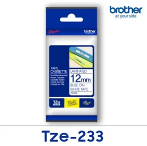 Brother Label Tape Tze-233 12mm Blue on White Tape Laminated Genuine Usps/Ems - Picture 1 of 17