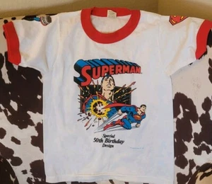 Vintage 1987 Superman Special 50th Birthday Design T-Shirt Kids SZ 10-12 NOS  - Picture 1 of 10