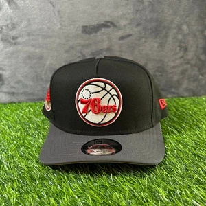 New Era Phildelphia 76ers Snapback Hat Cap 9Fifty A-Frame Patch Black Mens NWT - Picture 1 of 9