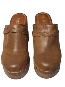 MIA Ravine Women's Clog Braided Platform Faux Leather Y2K Hippie Wood Block 9  - Picture 1 of 10