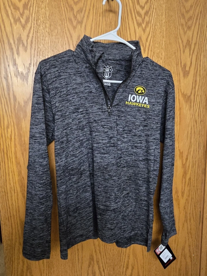 West And Willy New Iowa Hawkeyes Quarter Zip  Heather Black And Gray Youth 10/12 - Image 1 of 2