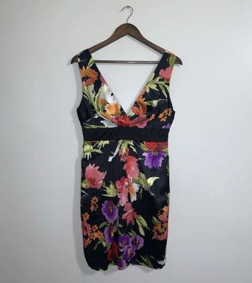 Twenty One Multicolor Floral Sleeveless Lined V-Neck Vacation Mini Women Dress M - Image 1 of 4