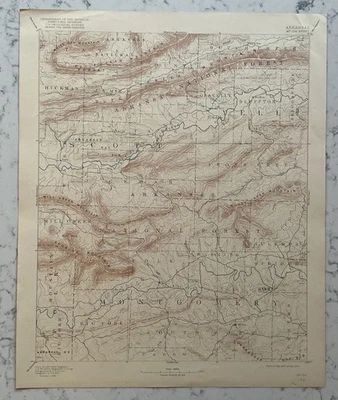 MAPA TOPOGRÁFICO ANTIGUO ORIG MT IDA ARKANSAS ESTUDIO GEOLÓGICO 1923 USGS Foto 1 de 3