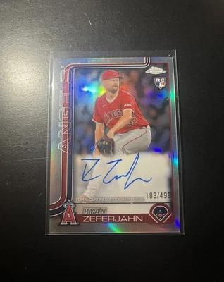 2025 Topps Chrome Ryan Zeferjahn Rookie Auto RC Refractor Rookie /499 Angels - Image 1 of 2