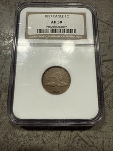 1857 Flying Eagle Cent NGC AU50 Problem Free PQ - Picture 1 of 4